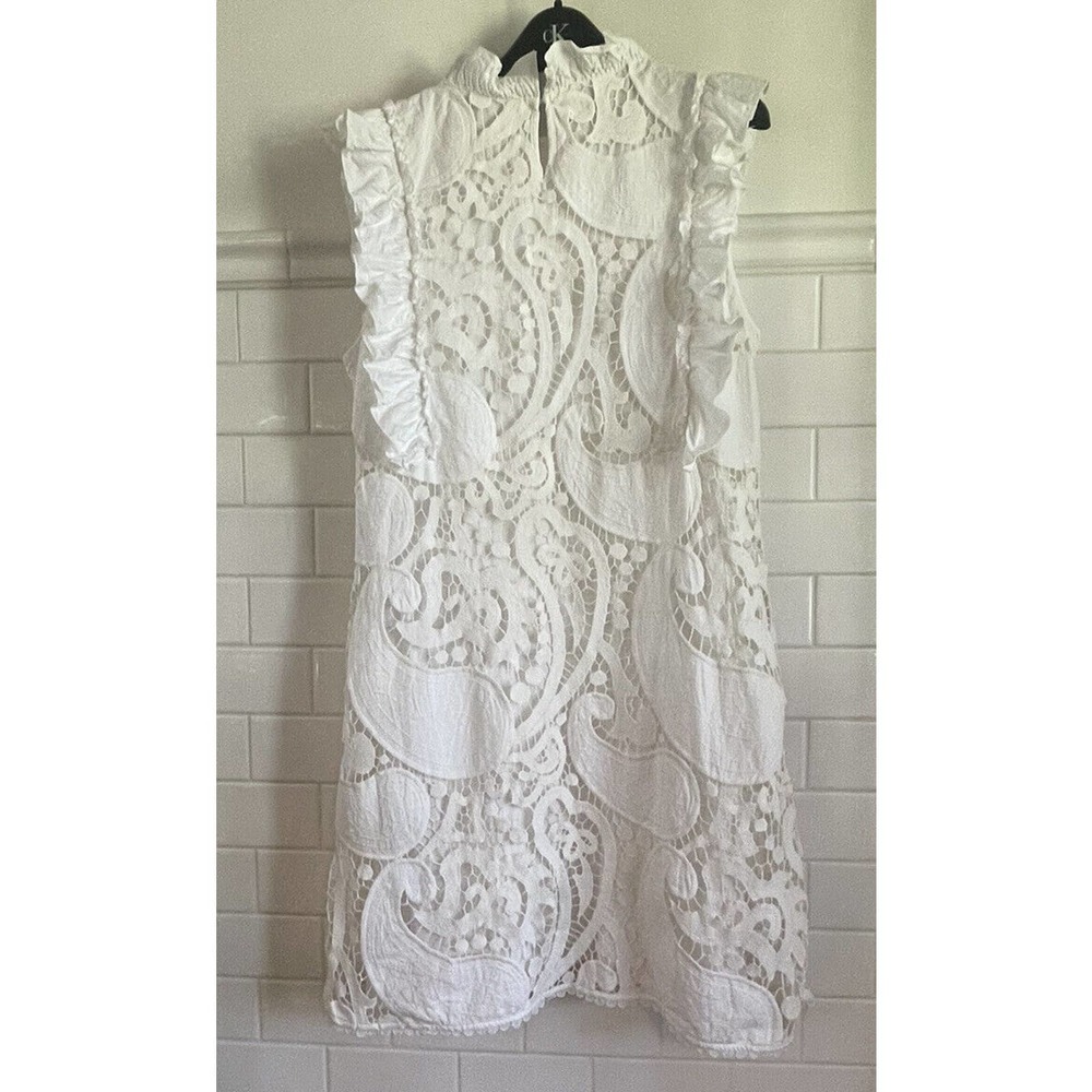 See by Chloe White Ruffle Smocked Lace Dress Paisley Ruffle US size 8 EU size 44 - Picture 8 of 11